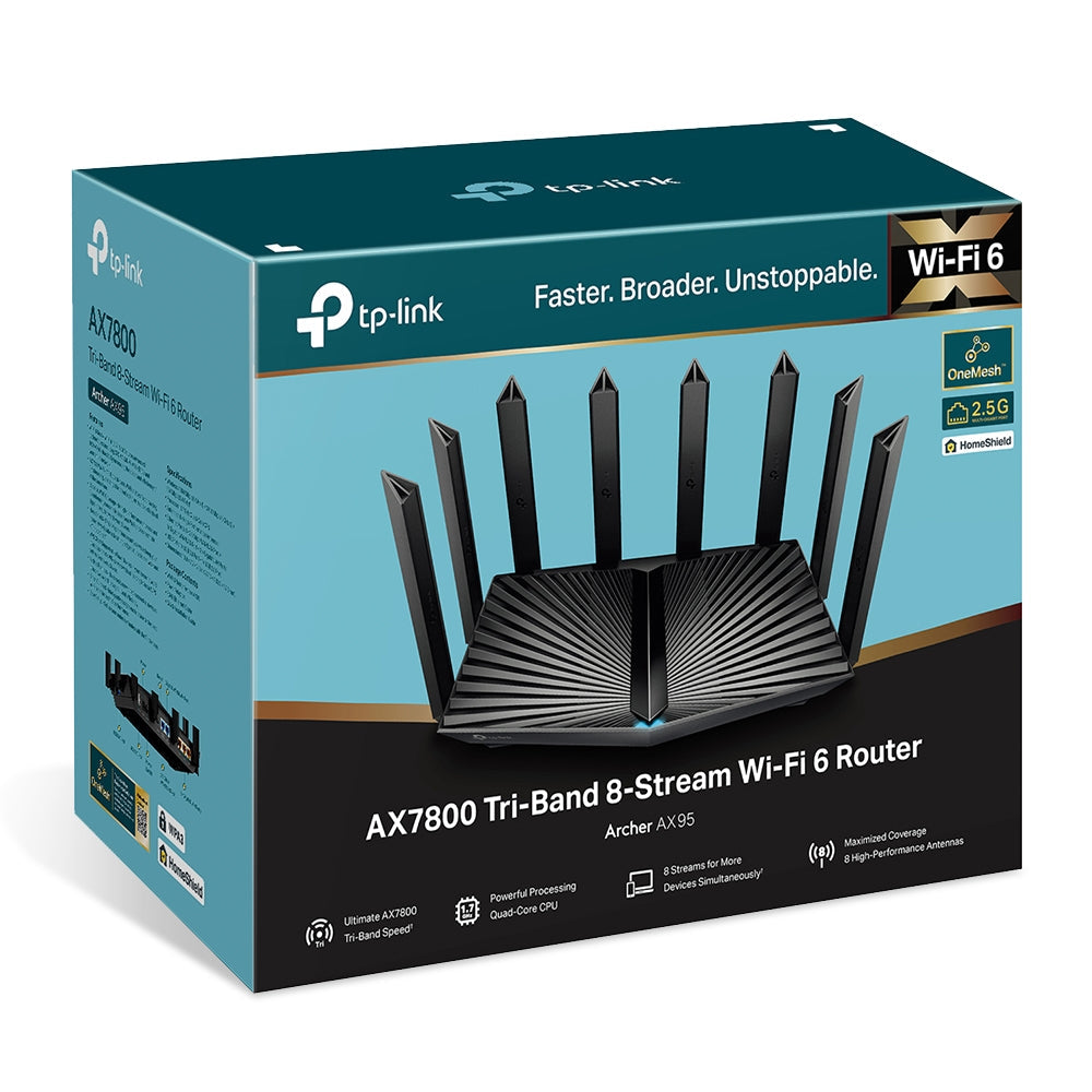 راوتر تي بي لينك  ثلاثي النطاق 8 ستريم واي فاي 6 / AX7800-AX95 | TP-Link