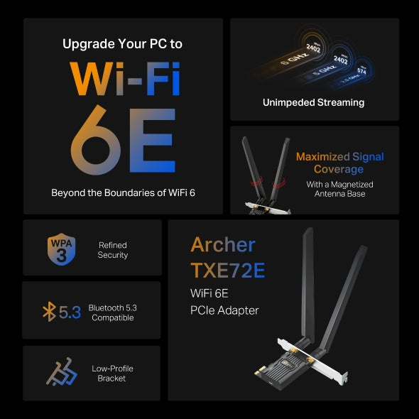 كرت شبكة AXE5400 Wi-Fi 6E Bluetooth 5.3 PCIe / Archer TXE72E