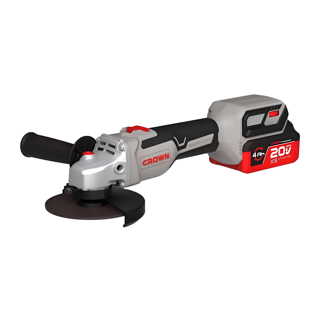Crown 5-inch 20V Angle Grinder with Two Batteries and Charger (CT23028XS-125-4)