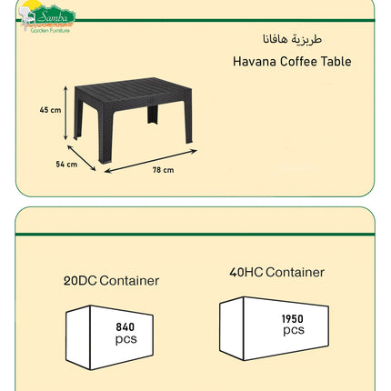 طربيزه هافانا راتان بلاستيكية بملمس خشابي – لأثاث الحدائق