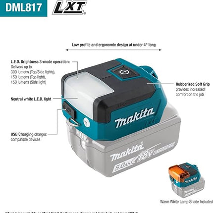 مصباح يدوd 18V LED صغير DML817 مع مدخل USB لشحن بدون بطاريةو شاحن من ماكيتا Makita