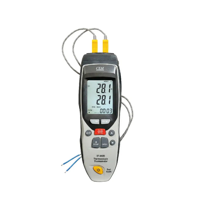 جهاز قياس الحرارة الرقمي  بمداخل متعددة وحساسات من CEM موديل (DT-852)