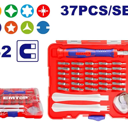 طقم مفك  مع لقم  مكون من 37 قطعة  EMTOP EBST03702