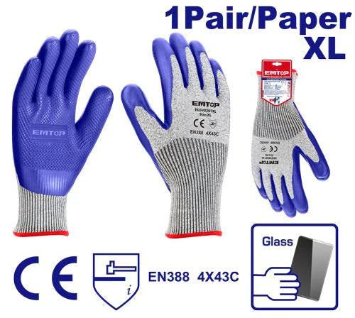 كفوف ضد القطع لون  أزرق ثقيل (مقاس XL) EMTOP EXGV0301XL