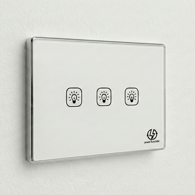 Luxury Tuya Smart Switch 10A | Three Gang | Aluminum Frame | Spark Electric