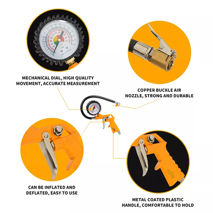 مسدس نفخ الإطارات مع ساعة قياس من ميجا