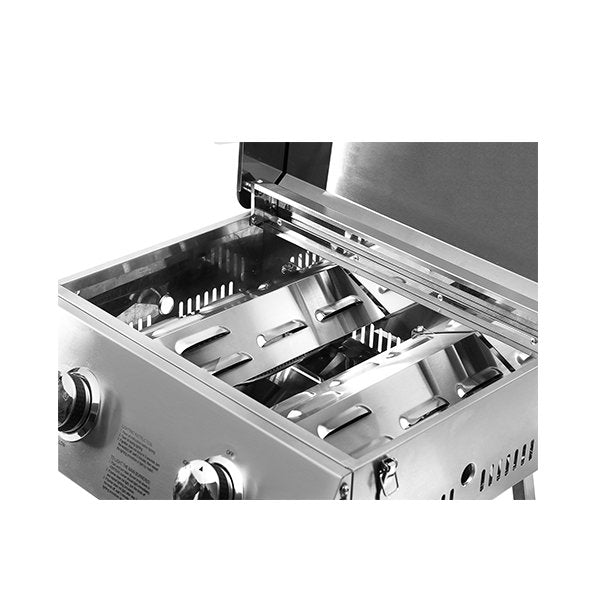 شواية الغاز المحمولة في الهواء الطلق من فولاذ مقاوم للصدأ 2 شعلات 10,000 BTU | Amman Hardware شواية الغاز المحمولة في الهواء الطلق من فولاذ مقاوم للصدأ 2 شعلات 10,000 BTU | Amman Hardware