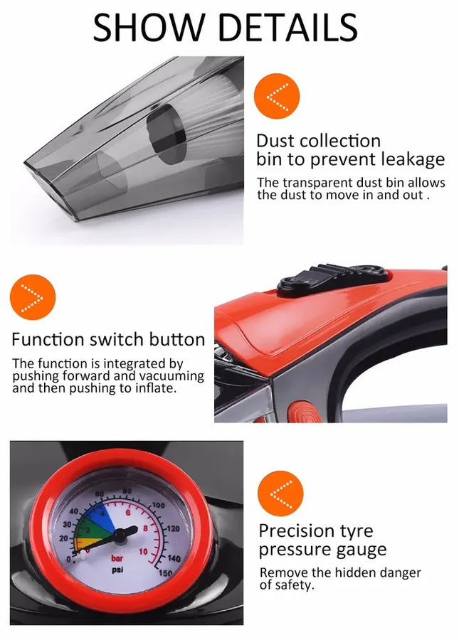 مكنسة كهربائية ميجا بضاغط 12 فولت