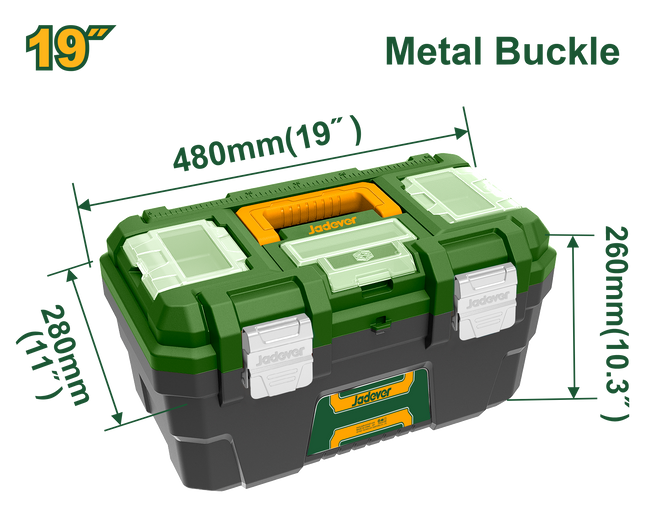 صندوق عدة بلاستيك بمشبك معدني 480 ملم و مقاس 19 بوصة من جاديفرJDTB3319
