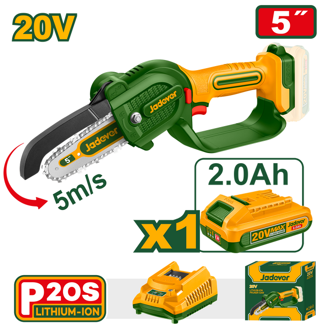 منشار التقليم شحن 20V مع شريط 5 انش من جادايفر JADEVER