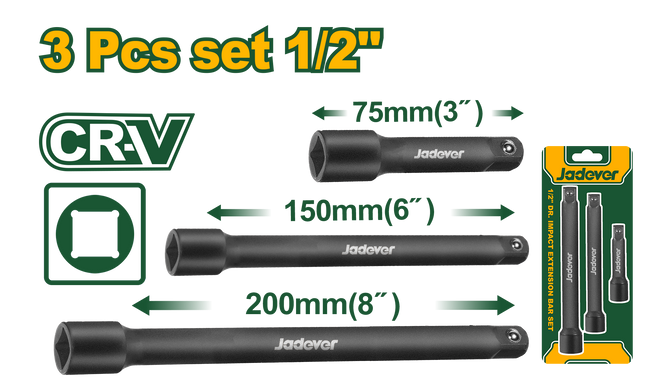 طقم وصلات بوكس اسود 1/2 " 3 قطع من جادايفر