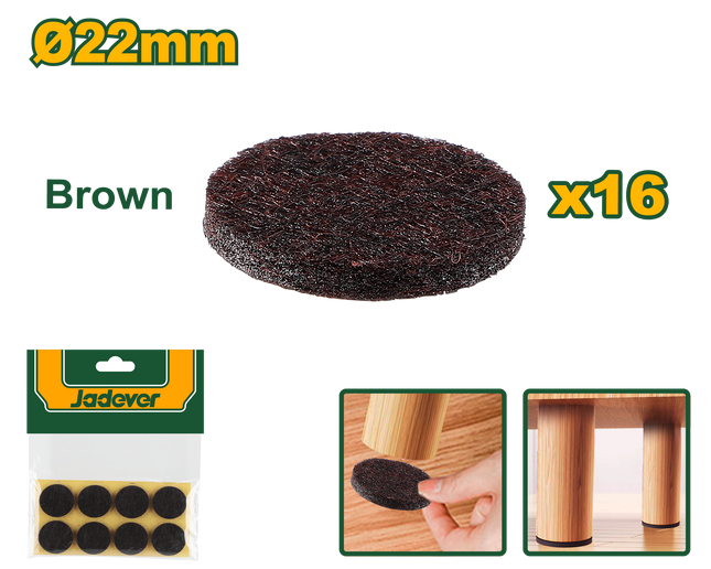 عازل ارجل الاثاث قياس 22mm بني – 16 قطعة من جادايفر JADEVER