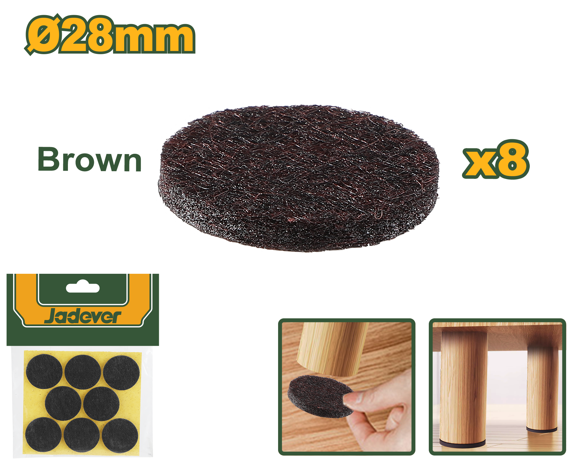 عازل ارجل الاثاث (8 قطع)قياس 28mm من جادايفر JADEVER | Jadever عازل ارجل الاثاث (8 قطع)قياس 28mm من جادايفر JADEVER | Jadever