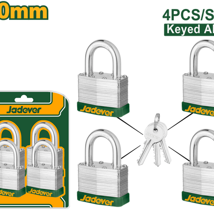 طقم أقفال ماستر مقاس 50 ملم، 4 قطع من جادايفر