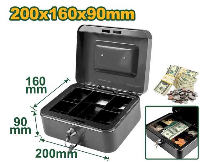 صندوق نقدي JADEVER 5 حجرات 20x16x9 سم سعة 2.9 لتر لحماية الفواتير والمقتنيات