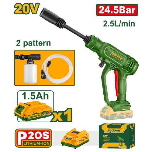 غسالة ضغط لاسلكية Jadever JDQX01202 | تنظيف متنقل وقوي
JDQX01202 | JADEVER