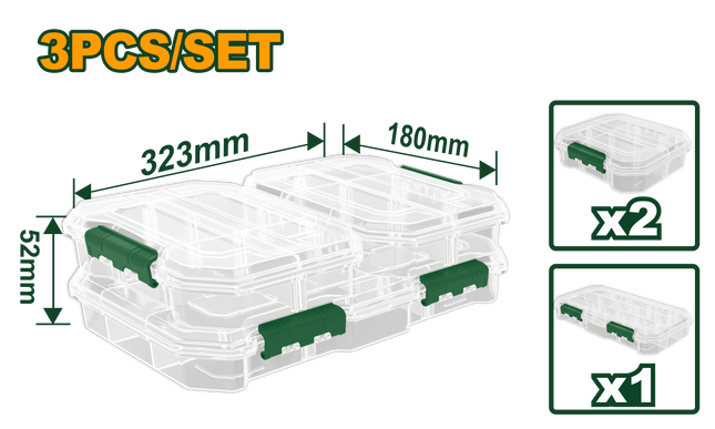 طقم علب بلاستيك شفاف 3 قطع من جادايفر