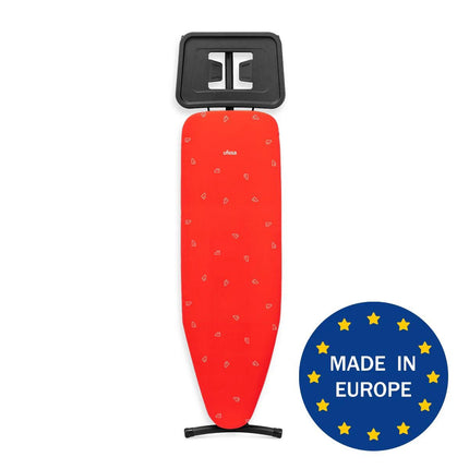 Deep and wide ironing board with iron rest and durable fabric from Ufesa
