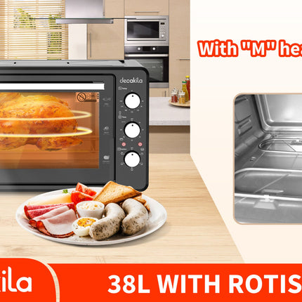 Decakila 38L 1600W Toaster Oven with Grill Function and Timer