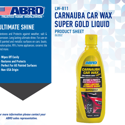 شمع سيارة سائل ذو لمعان فائق مع شمع الكرنوبامن أبرو ABRO