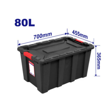 صندوق تخزين بلاستيكي لون  أسود  سعة 80 لتر EMTOP EMTB3380