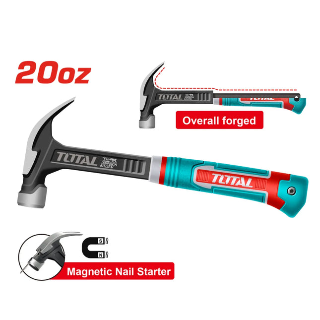 Total THCH61020L 560g Claw Hammer with Magnetic Nail Holder