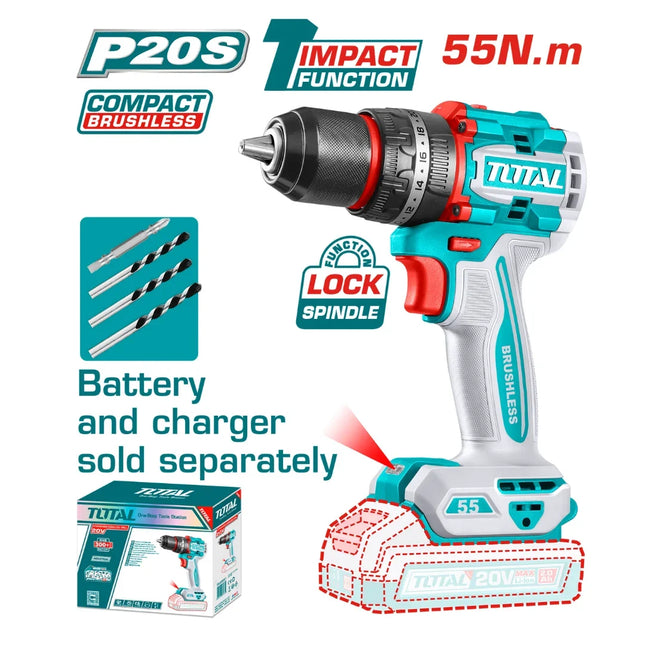 20V Cordless Drill with 55 Nm Torque Total TIDLI205581