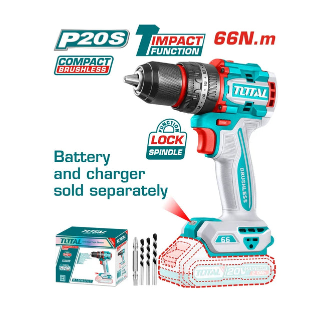 20V Cordless Drill, 66 Nm Total TIDLI206681