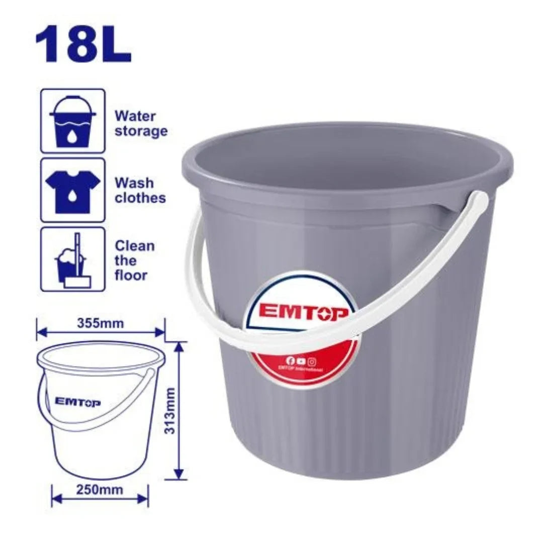 سطل بلاستك مع يد 18 لتر EMTOP EMBU1318 | EMTOP