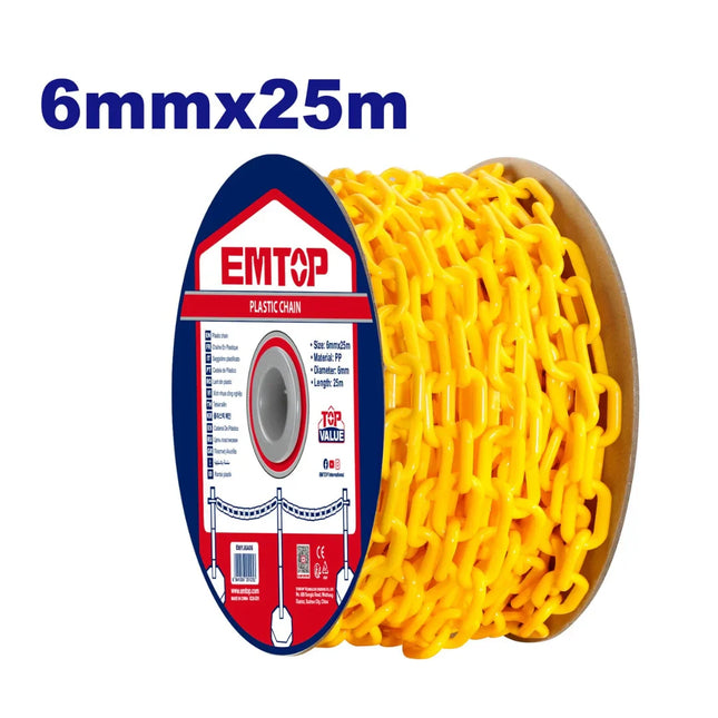 جنزير بلاستيك 6 ملم × 25 متر EMTOP EMYJ6A06