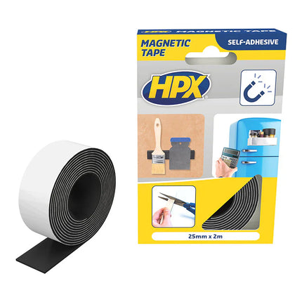 HPX 7800 Magnetic Adhesive Tape, Black, 25mm x 2m