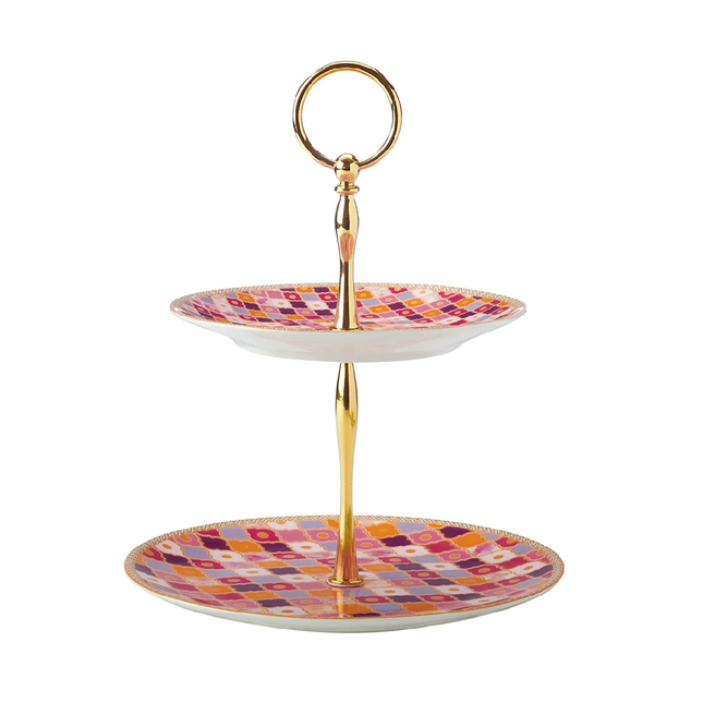 Maxwell & Williams Teas & C’s Kasbah Cake Stand in Gift Box, Porcelain, Rose, 2 Tiers