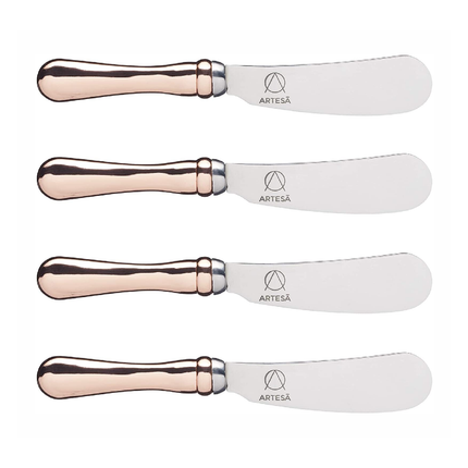 MasterClass ARTBUTKNPK4 Artesà Butter Knife Set with Rose Gold-Effect Handles-12 cm (Pack of 4), Stainless Steel, Multi/Colour, 0.3 x 1.7 x 12 cm