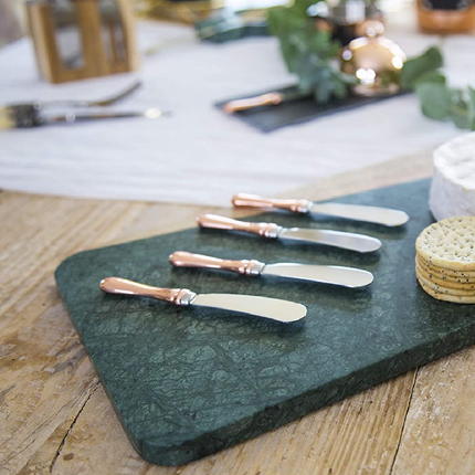 MasterClass ARTBUTKNPK4 Artesà Butter Knife Set with Rose Gold-Effect Handles-12 cm (Pack of 4), Stainless Steel, Multi/Colour, 0.3 x 1.7 x 12 cm