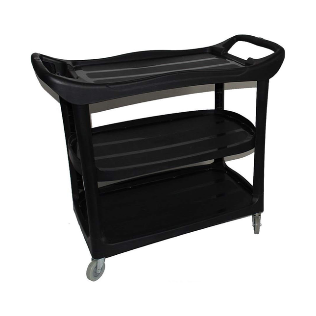 عرباية 3 طبقات تنظيف بلاستيك على عجلات لون اسود