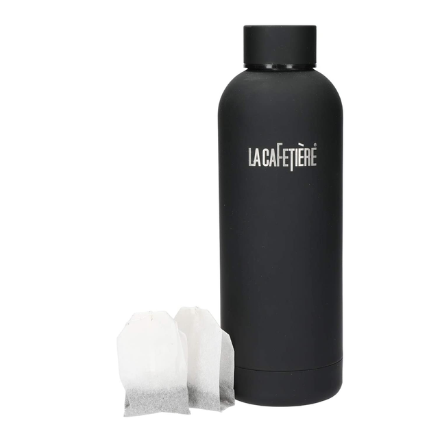 LA CAFETIèRE TEA GIFT SET WITH 10 ENGLISH BREAKFAST TEA BAGS IN GIFT BOX, STAINLESS STEEL, 500 ML CAPACITY