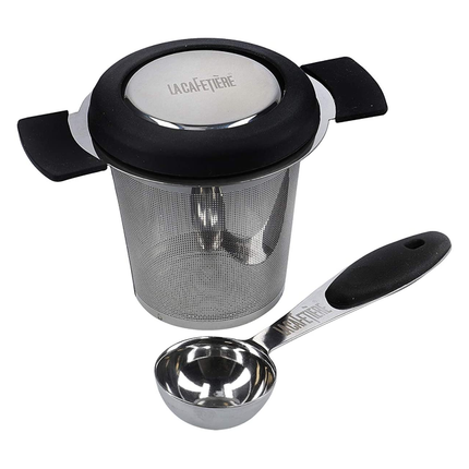 LA CAFETIèRE TEA GIFT SET WITH TEA INFUSER, TEA MEASURING SPOON, LOOSE TEA STAINLESS STEEL SET OF 4 IN GIFT BOX