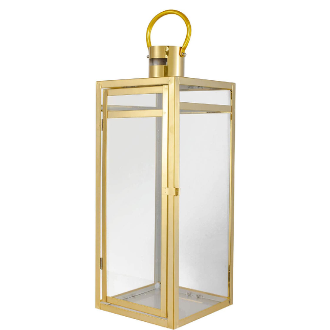 STAINLESS STEEL LANTERN, GOLD