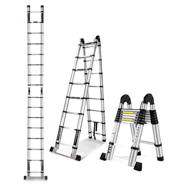 سلم تلسكوب المنيوم من مزايا عدة اطوال