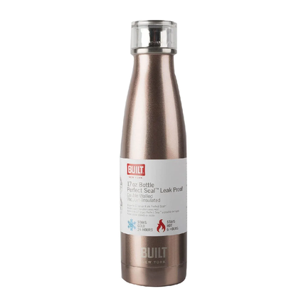 BUILT 17OZ DOUBLE WALLED STAINLESS STEEL WATER BOTTLE ROSE GOLD