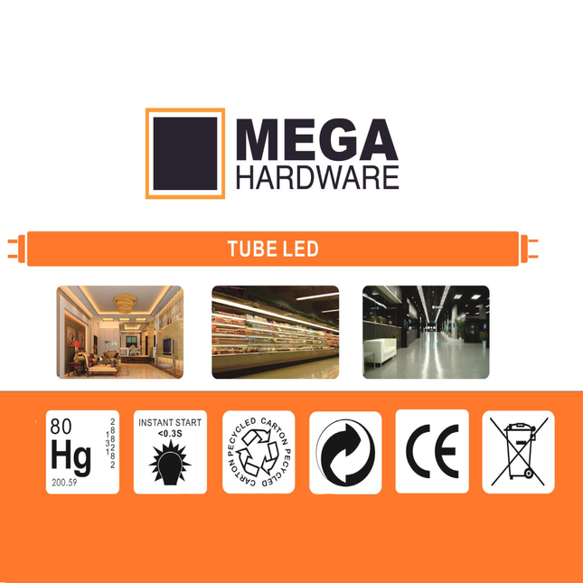 نيون ليد ميجا 18 واط 120 سم - أبيض