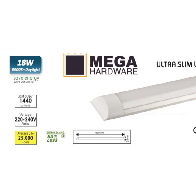 نيون تيوب رفيع ميجا 18 واط 60 سم - أبيض