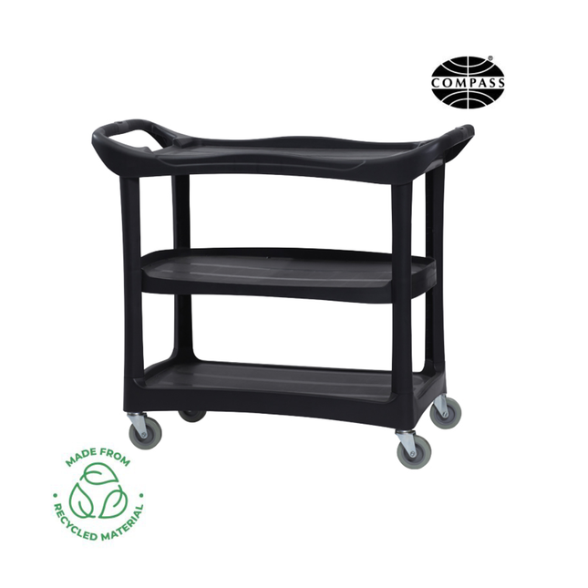 عرباية 3 طبقات تنظيف بلاستيك على عجلات لون اسود