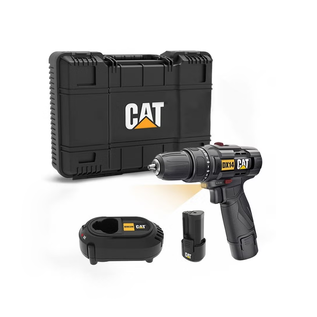 DX14.2 12V Cordless Drill with Two 2Ah 10mm Batteries Caterpillar 