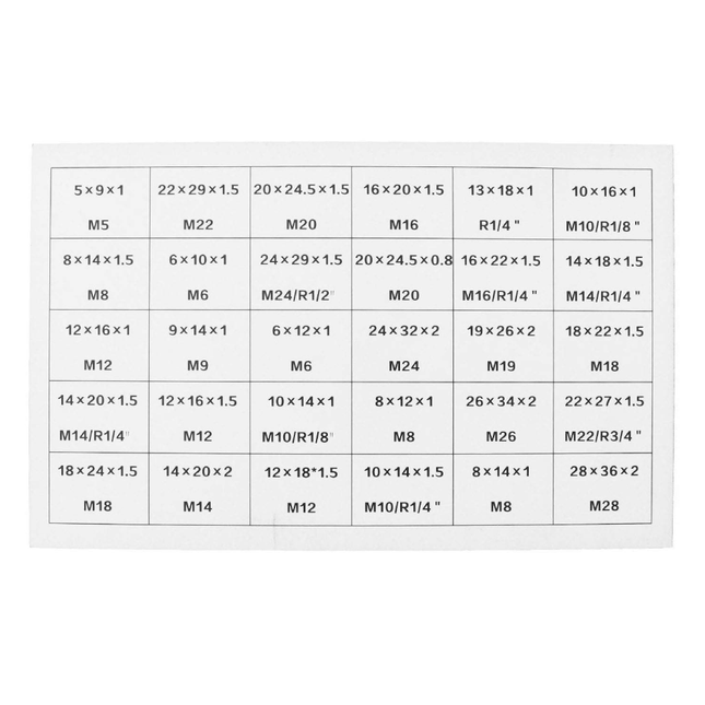 طقم 568 حلقة نحاس صلب عالية الجودة مع صندوق تخزين بلاستيكي