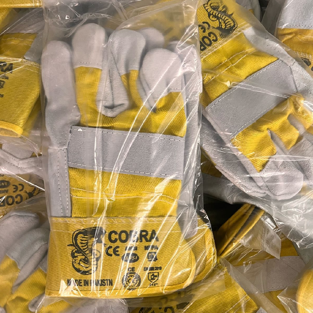 كفوف كتان اصفر 10.5انش باكستاني دزينة 12قطعة