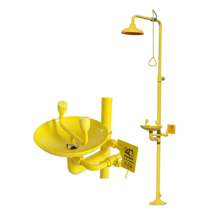 Complete shower head, stainless steel, yellow color 