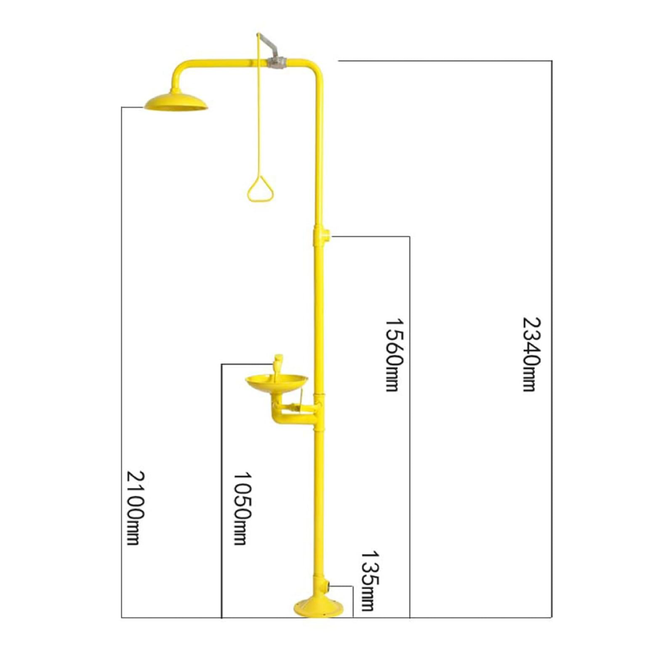 دش كامل غسيل عيون حديد لون اصفر