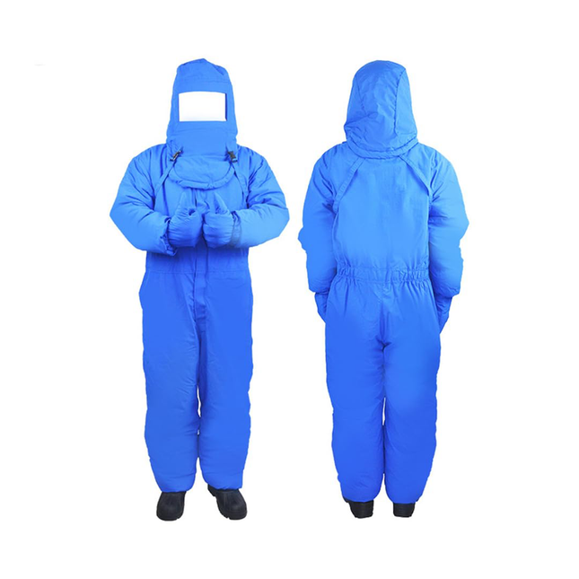 بدلة غرف تبريد  مع قبعة للحماية من درجات الحرارة المنخفضة والنيتروجين السائل