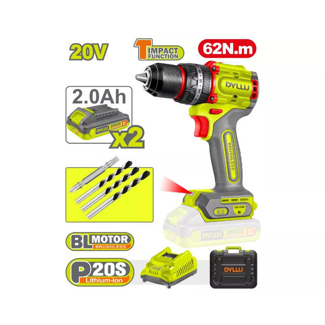 درل شحن 62 نيوتن 20 فولت جوزة حديد بطاريتين 2امبير